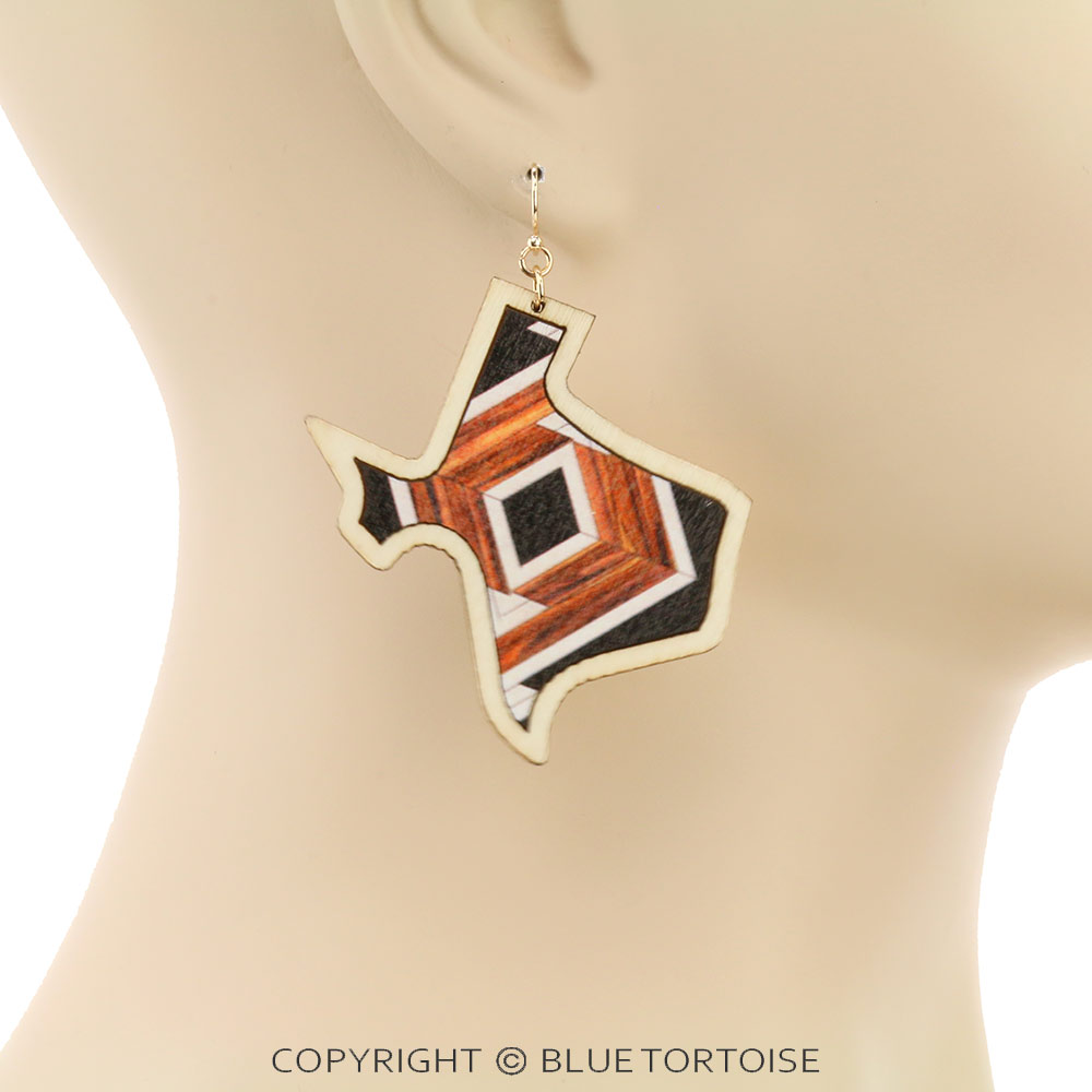 Wood Texas Map Dangle Earrings - Image 2