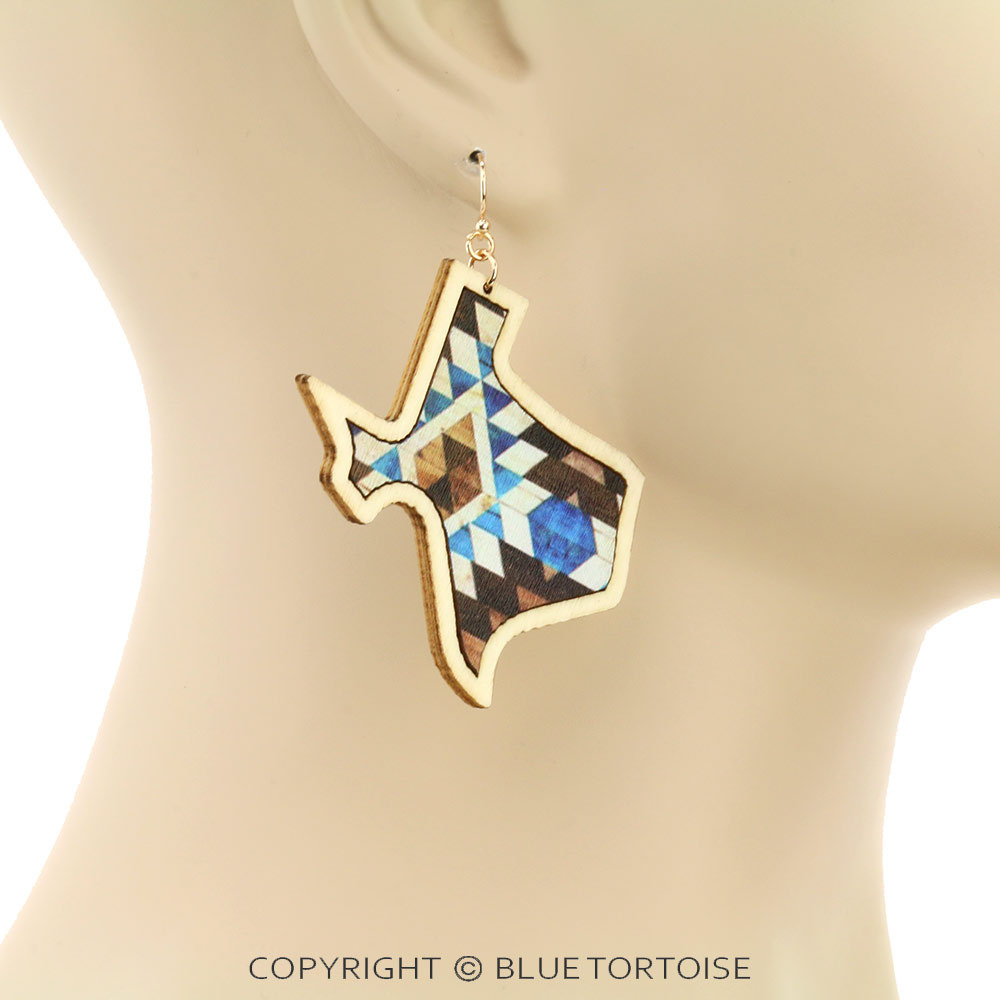 Wood Texas Map Dangle Earrings - Image 2