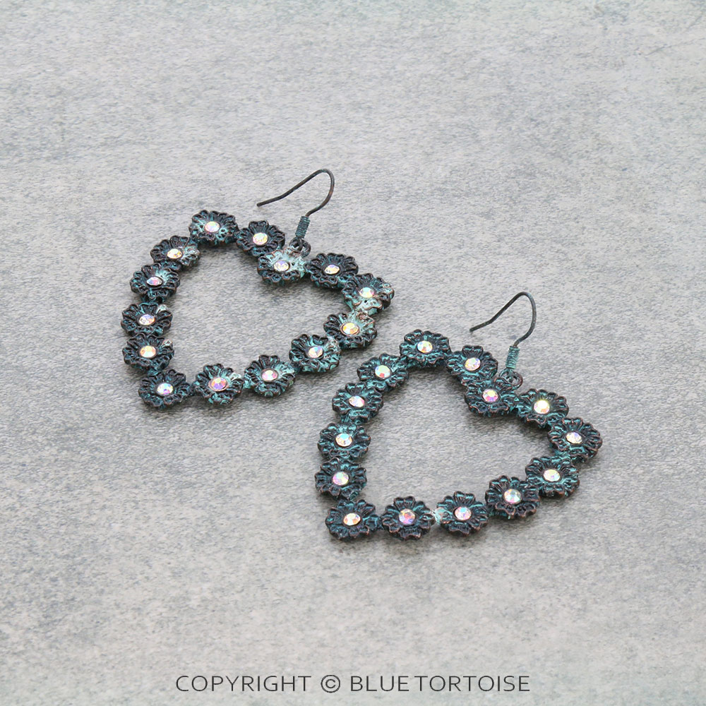 Casting Flower Heart Fish Hook Earrings