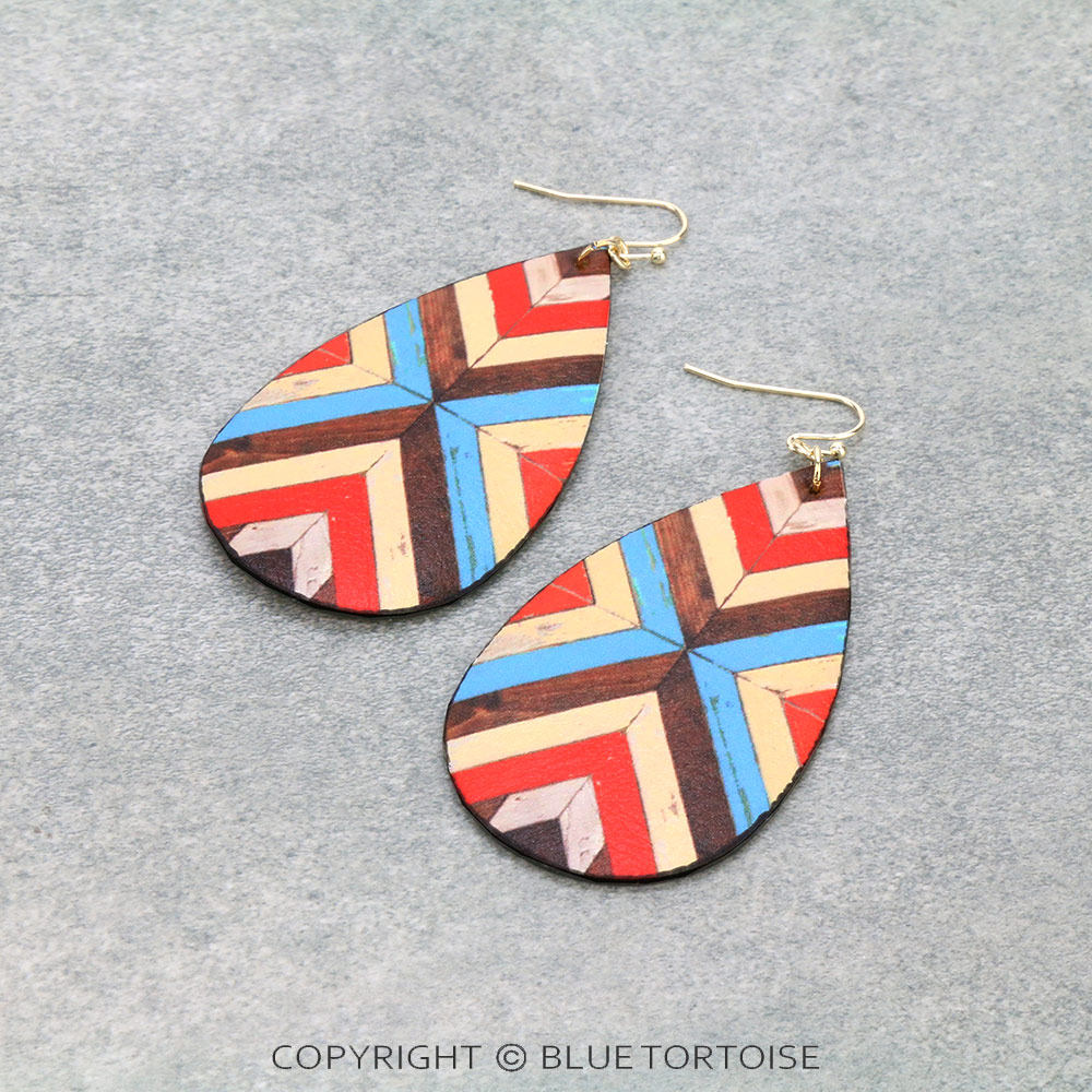 Western Style Teardrop Leather Dangle Earrings