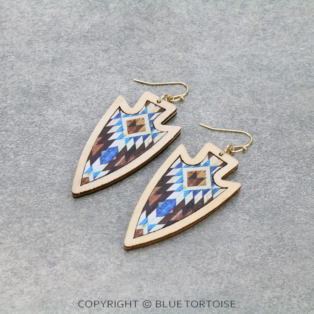 Wood Arrowhead Dangle Earrings