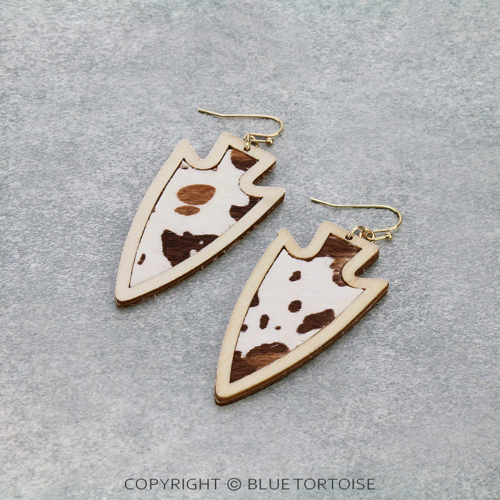Wood Arrowhead Dangle Earrings