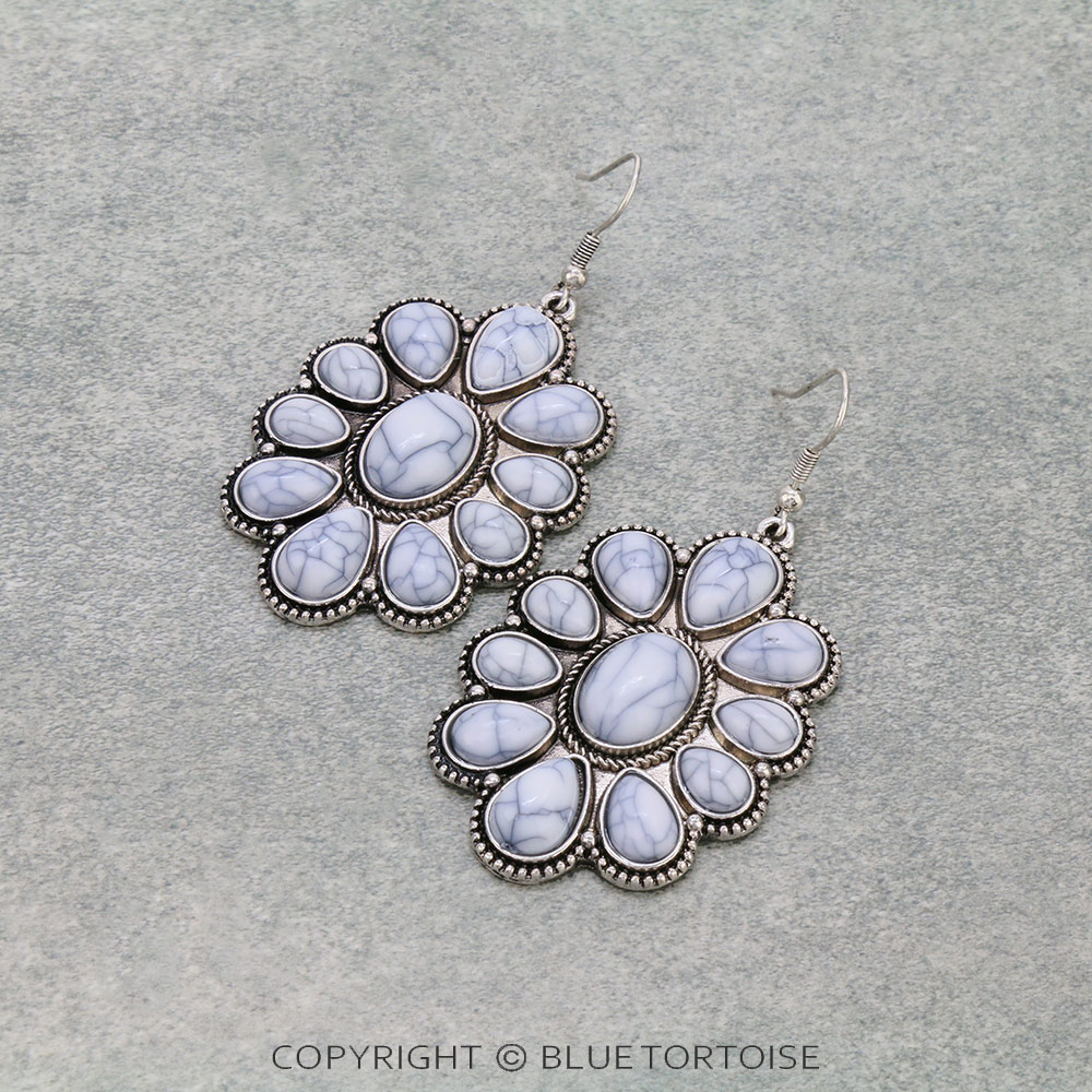 Western Concho Stone Dangle Earrings