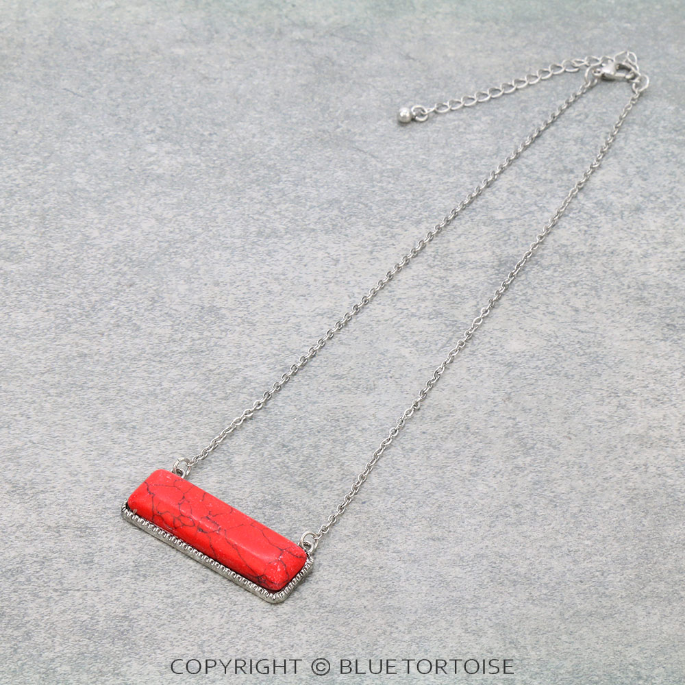 Western Rectangle Stone Necklace