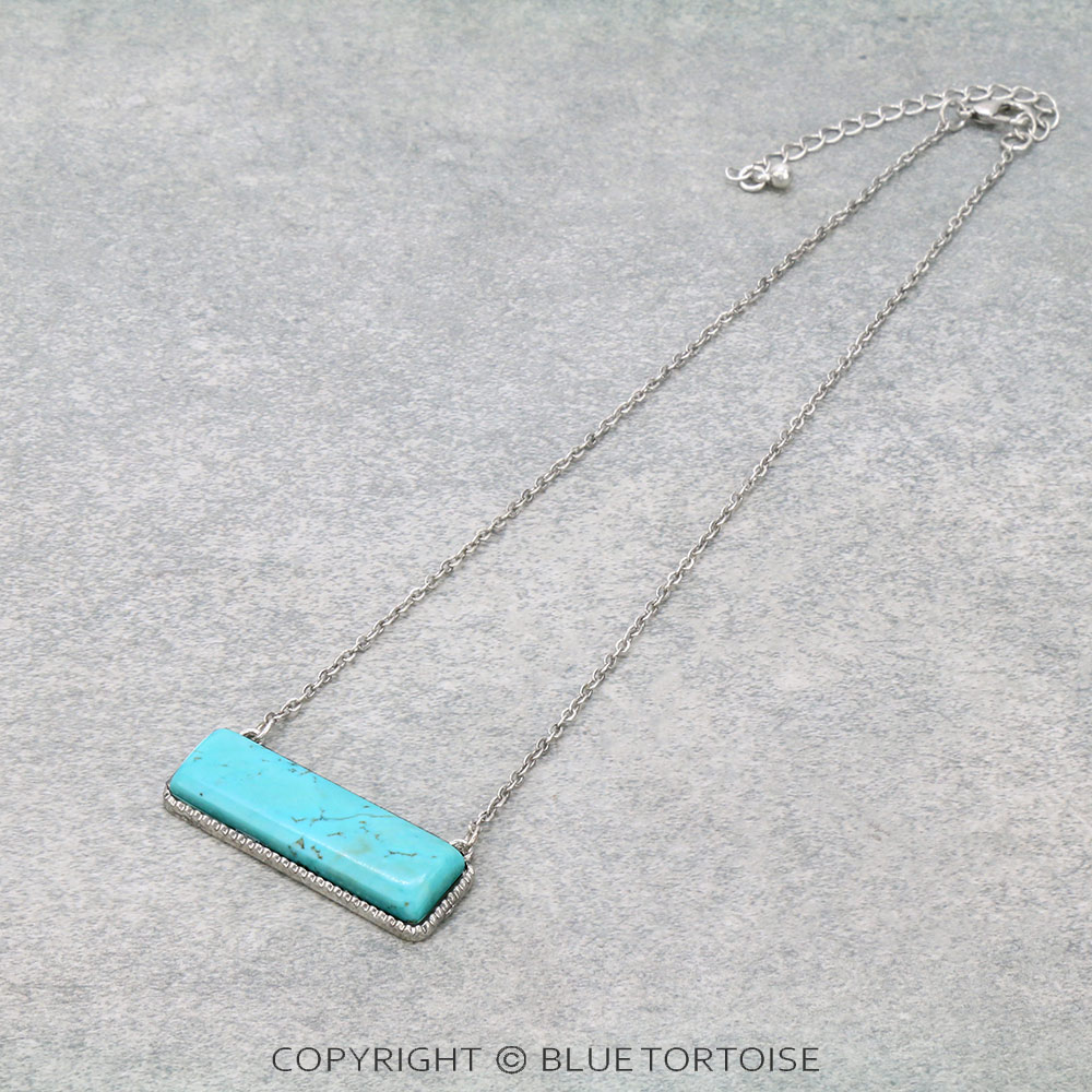 Western Rectangle Stone Necklace