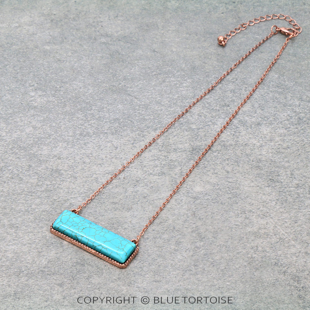 Western Rectangle Stone Necklace