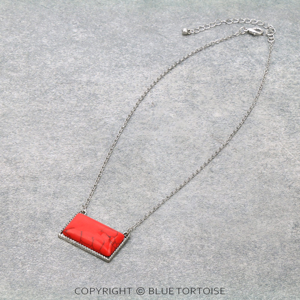 Western Rectangle Stone Necklace