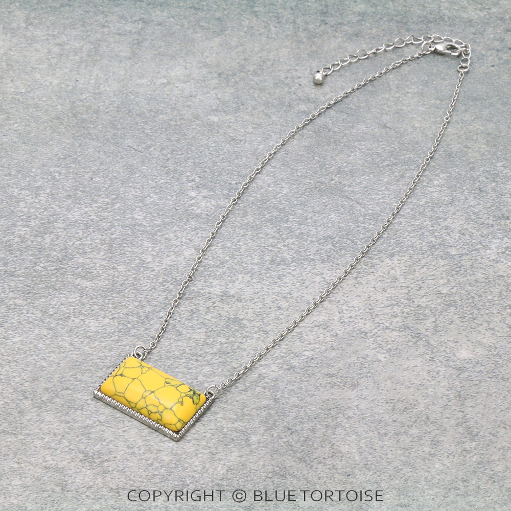 Western Rectangle Stone Necklace