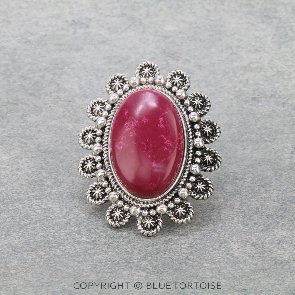 Western Concho Stone Stretch Ring
