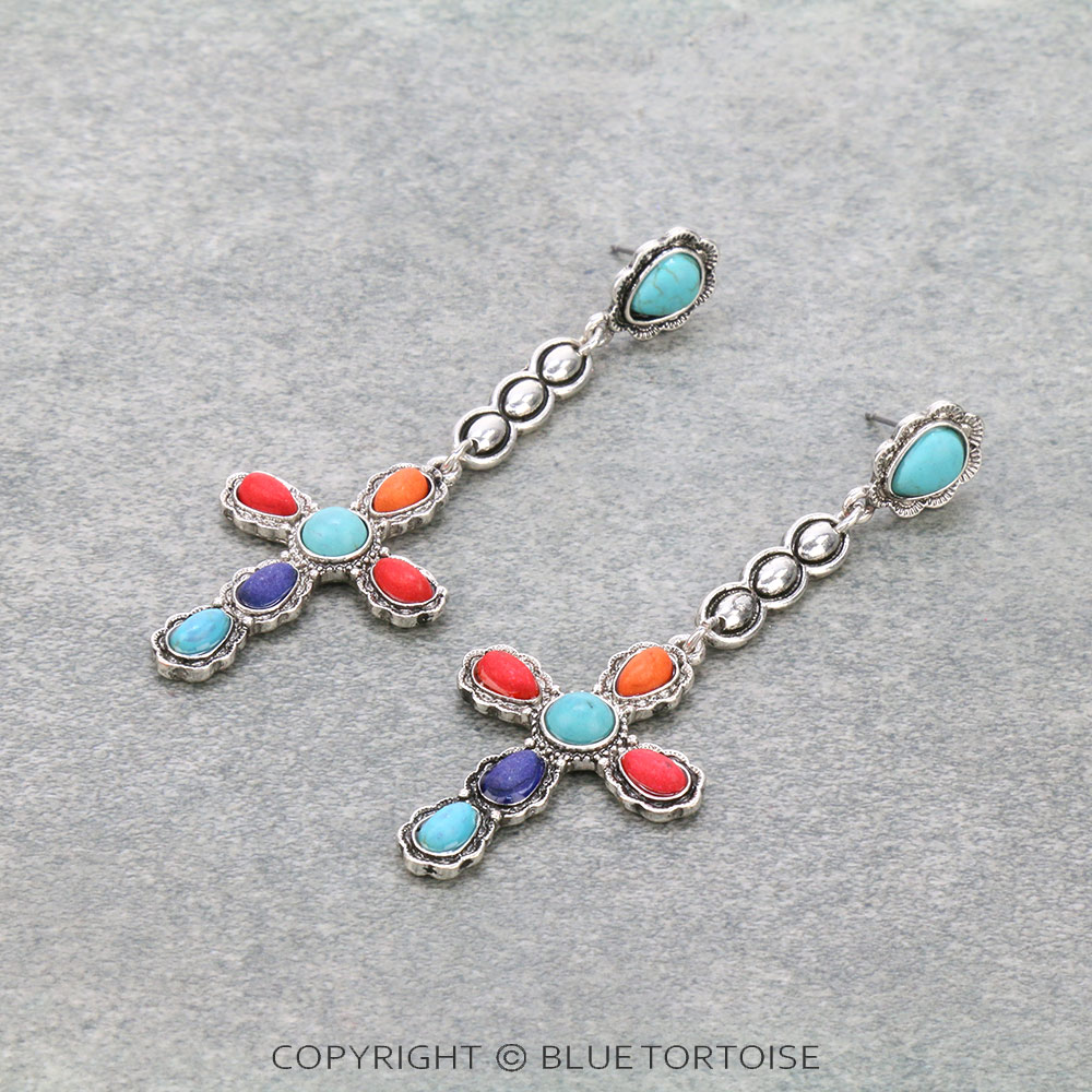 Western Cross Stud Earrings