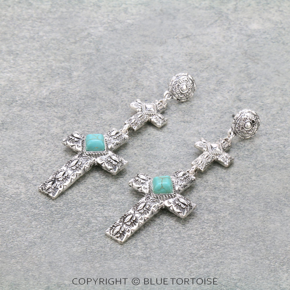 Western Cross Stud Earrings