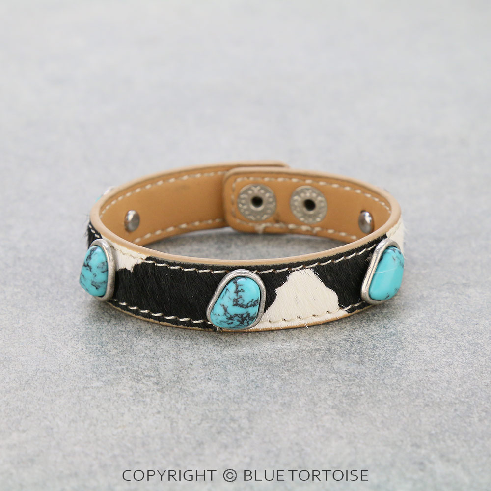 Cowhide Leather Stone Bracelet