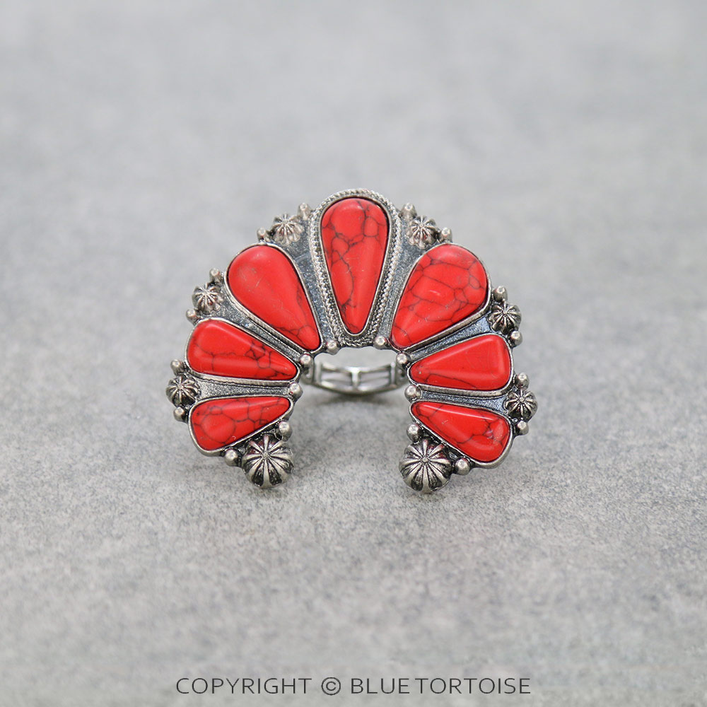 Western Squash Blossom Stone Stretch Ring