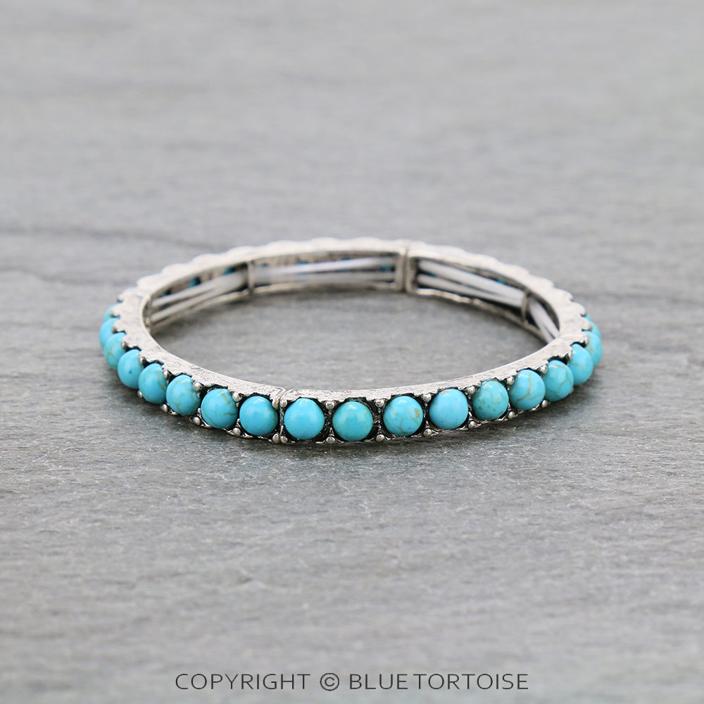 Western Stone Bead Stretch Bracelet