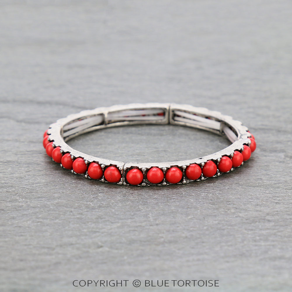 Western Stone Bead Stretch Bracelet
