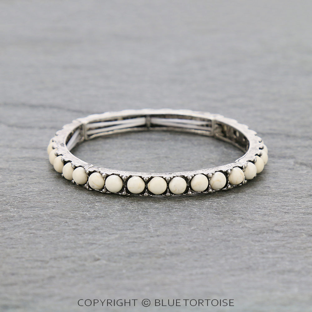 Western Stone Bead Stretch Bracelet