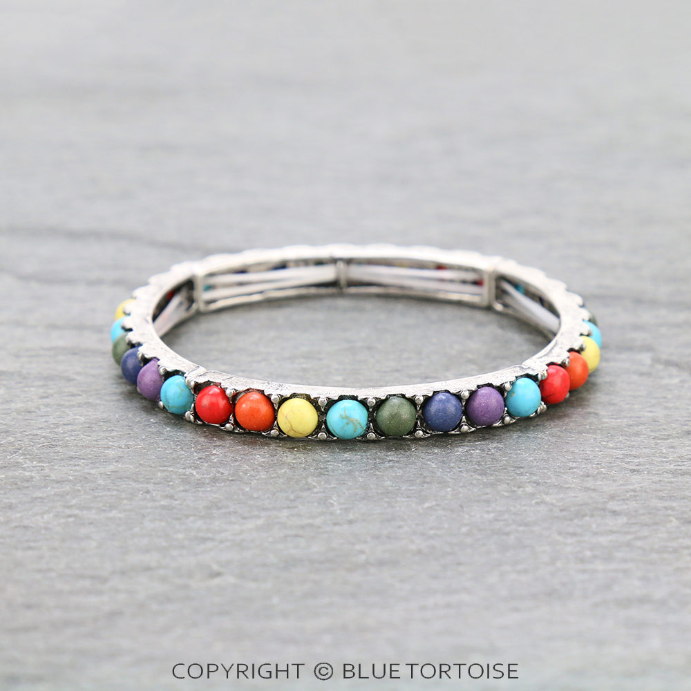 Western Stone Bead Stretch Bracelet