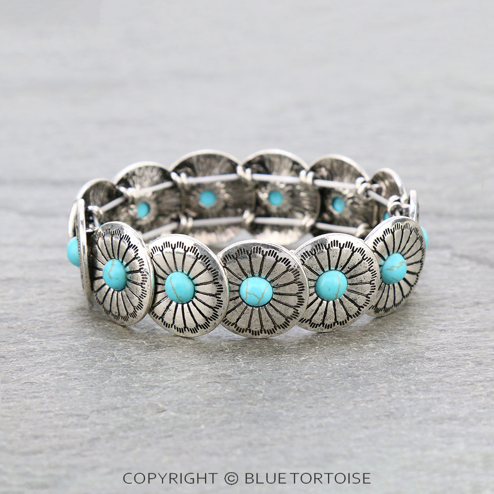 Western Concho Overlapped Stretch Bracelet