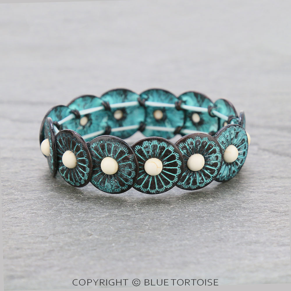 Western Concho Overlapped Stretch Bracelet