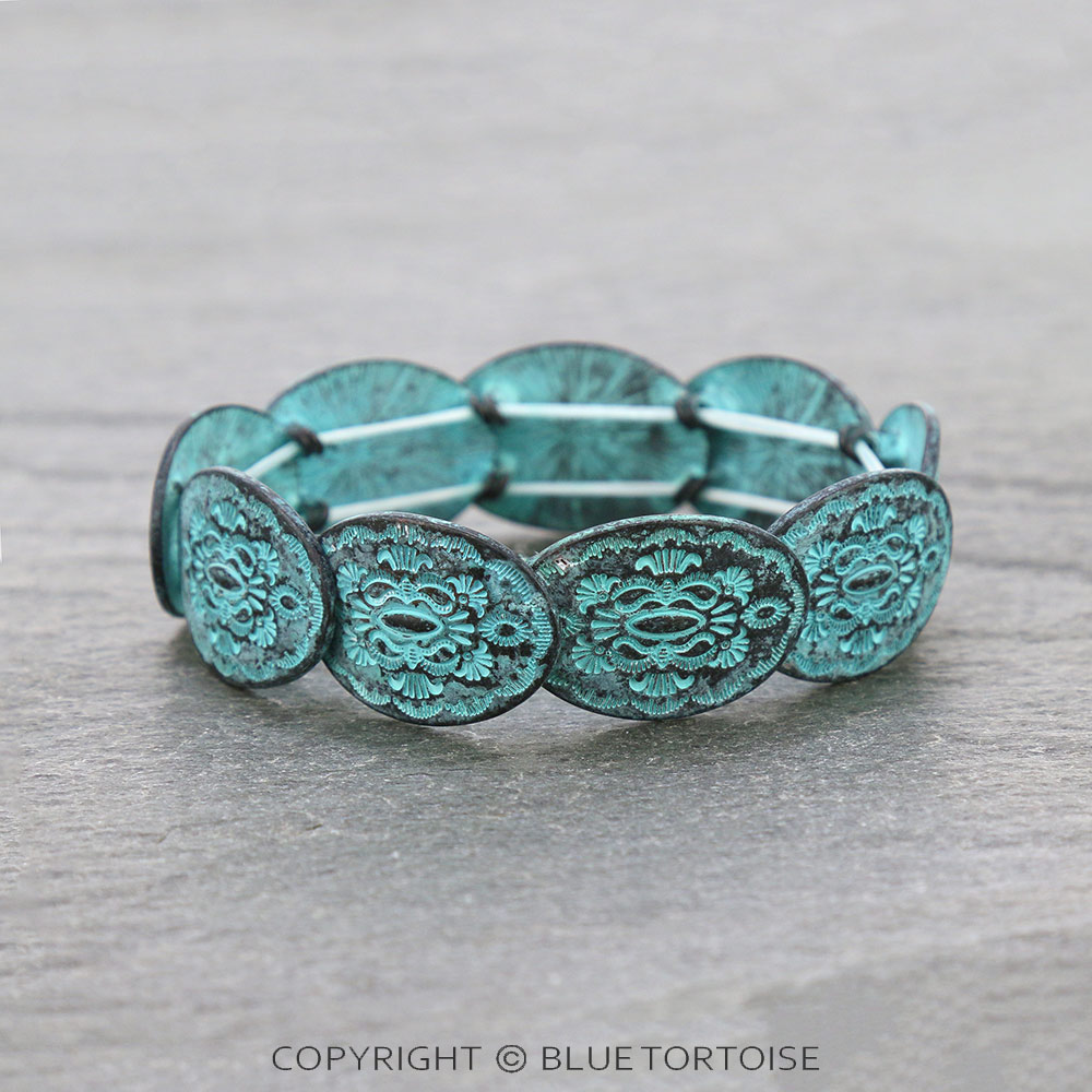 Oval Concho Overlapped Stretch Bracelet