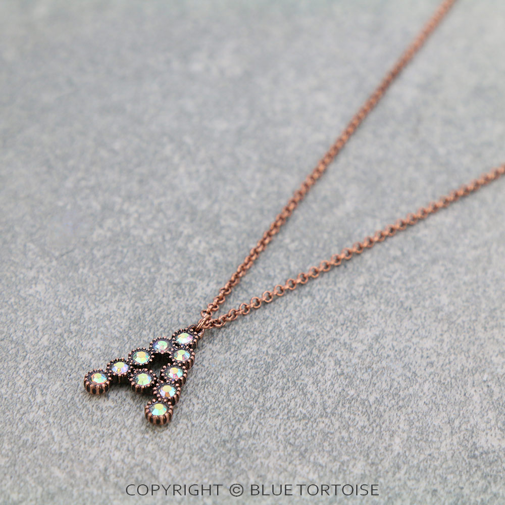 Initial “A” Glass Stone Pendant Necklace