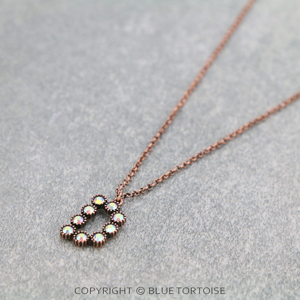 Initial “D” Glass Stone Pendant Necklace