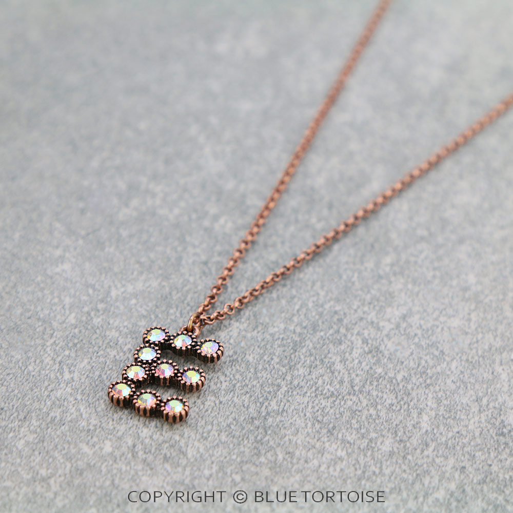 Initial “E” Glass Stone Pendant Necklace