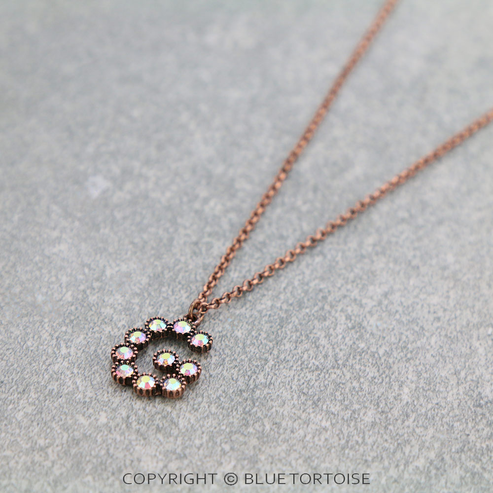 Initial “G” Glass Stone Pendant Necklace