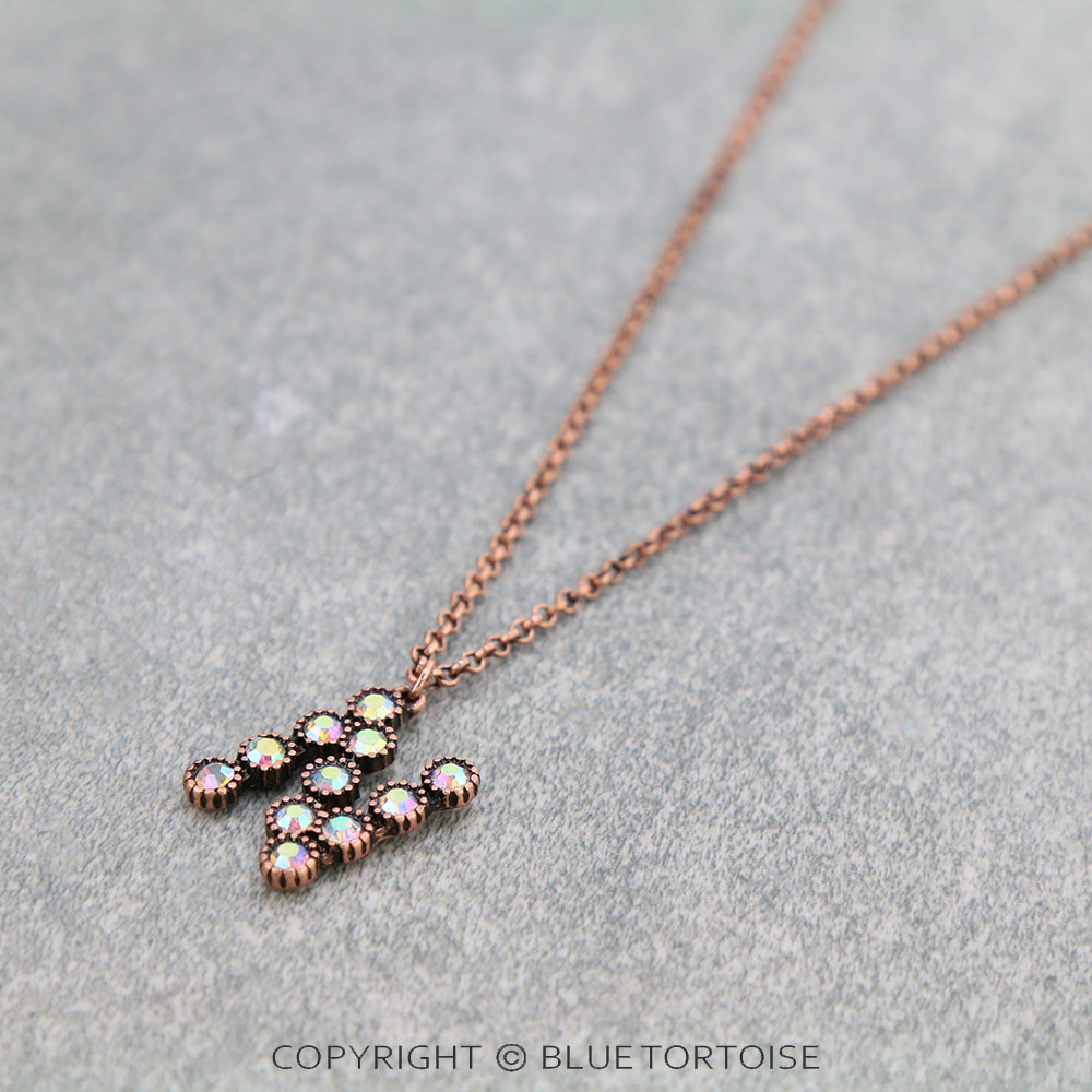 Initial “N” Glass Stone Pendant Necklace