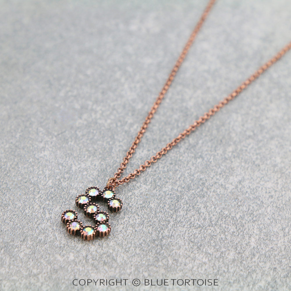 Initial “S” Glass Stone Pendant Necklace
