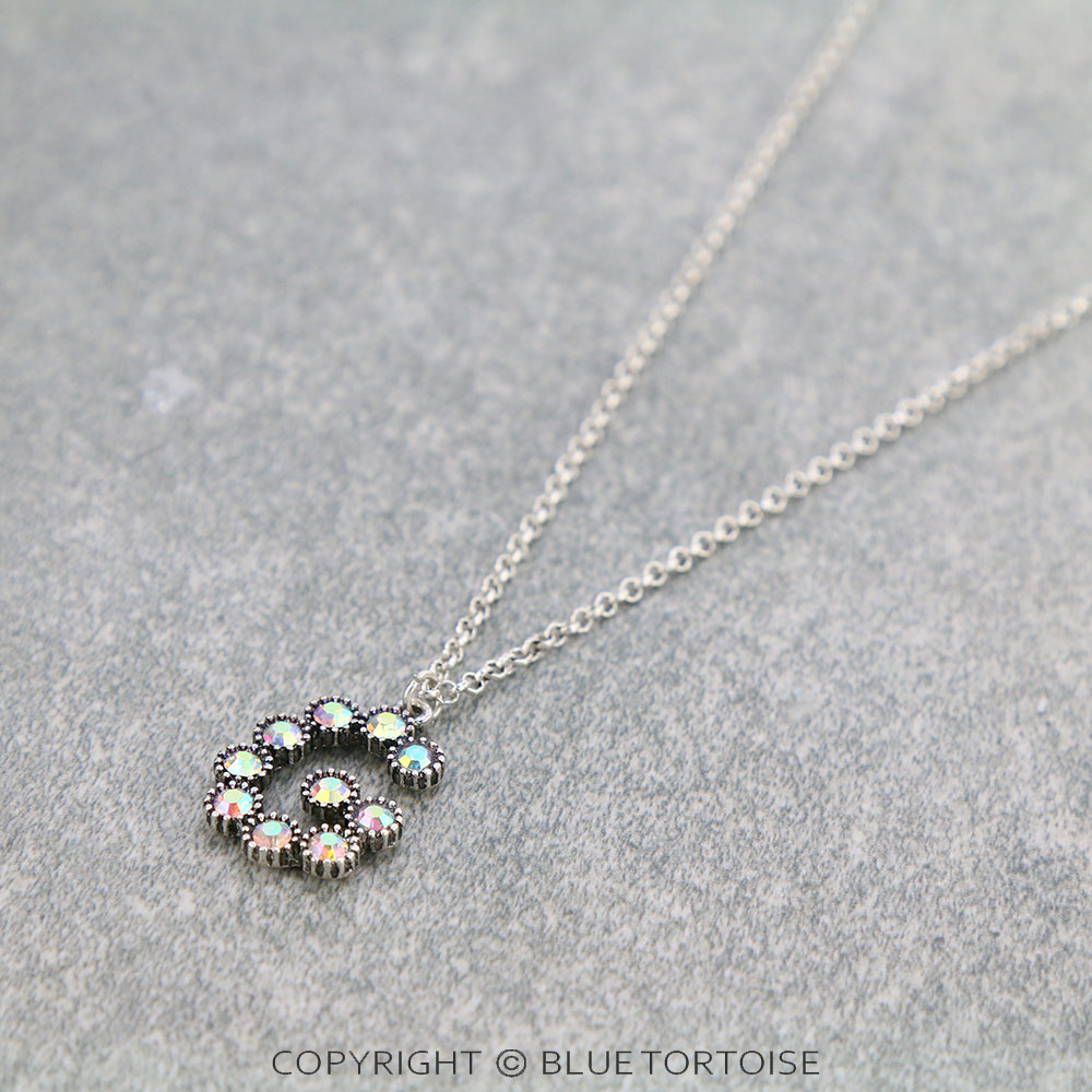 Initial “G” Glass Stone Pendant Necklace