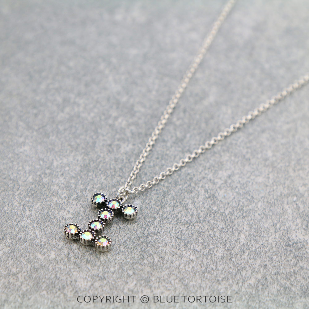 Initial “I” Glass Stone Pendant Necklace