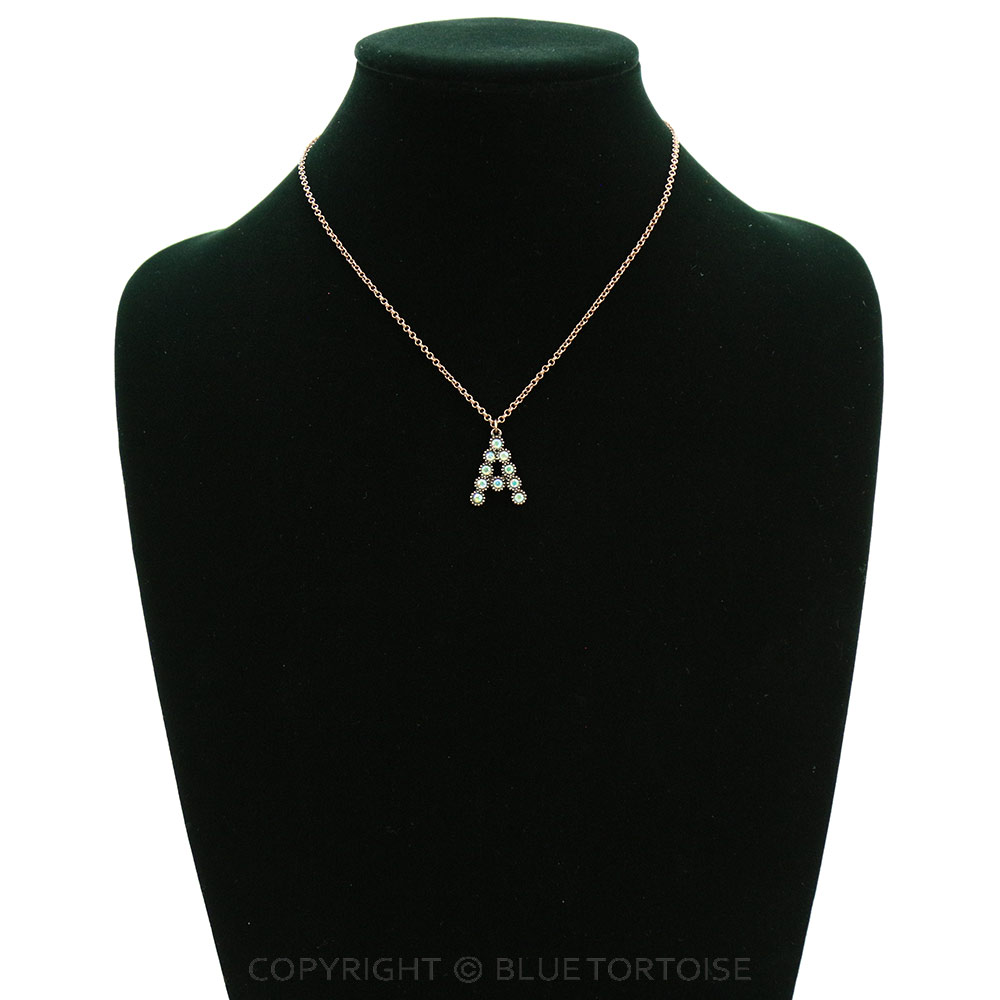 Initial “P” Glass Stone Pendant Necklace - Image 2