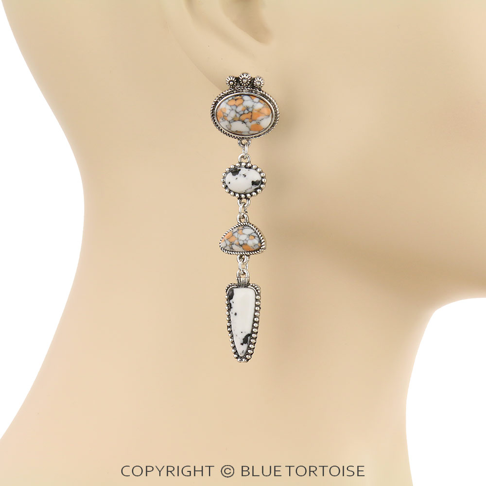 Western Hand Craft Stone Stud Earrings - Image 2