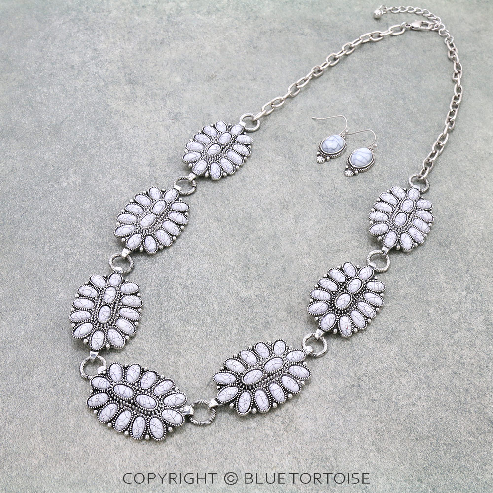 Western Concho Statement Necklace Set