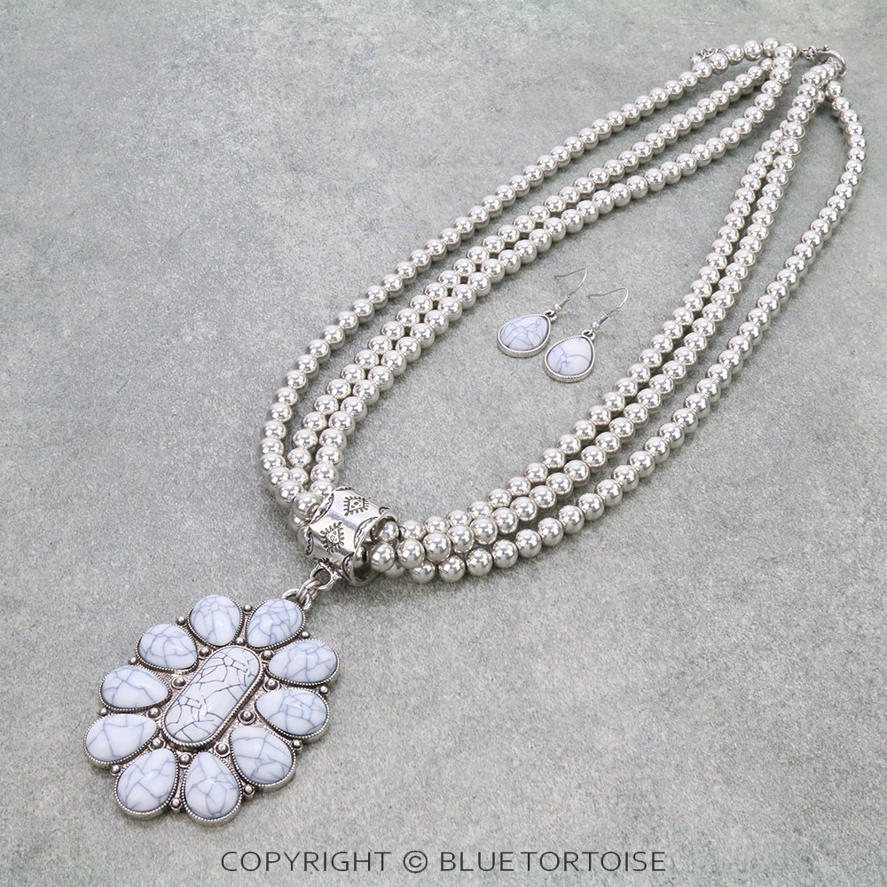 Western Concho with Bead Necklace Set