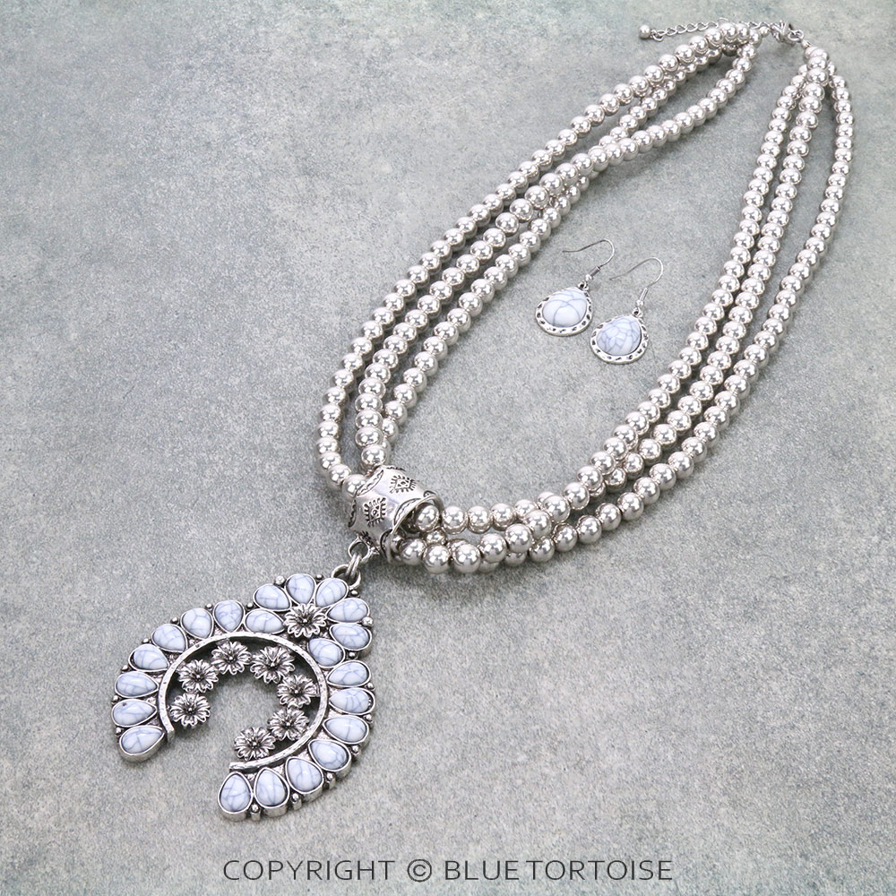 Western Squash Blossom with Bead Necklace Set