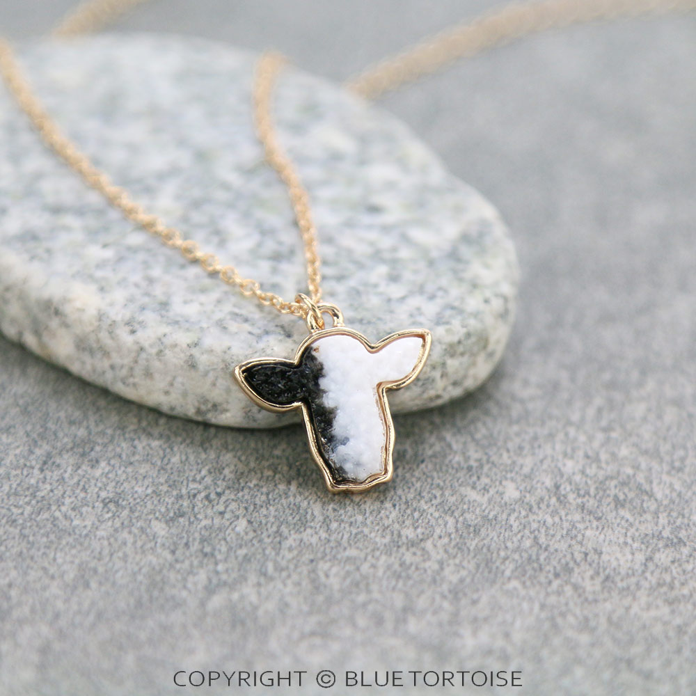 Cow Druzy Stone Necklace