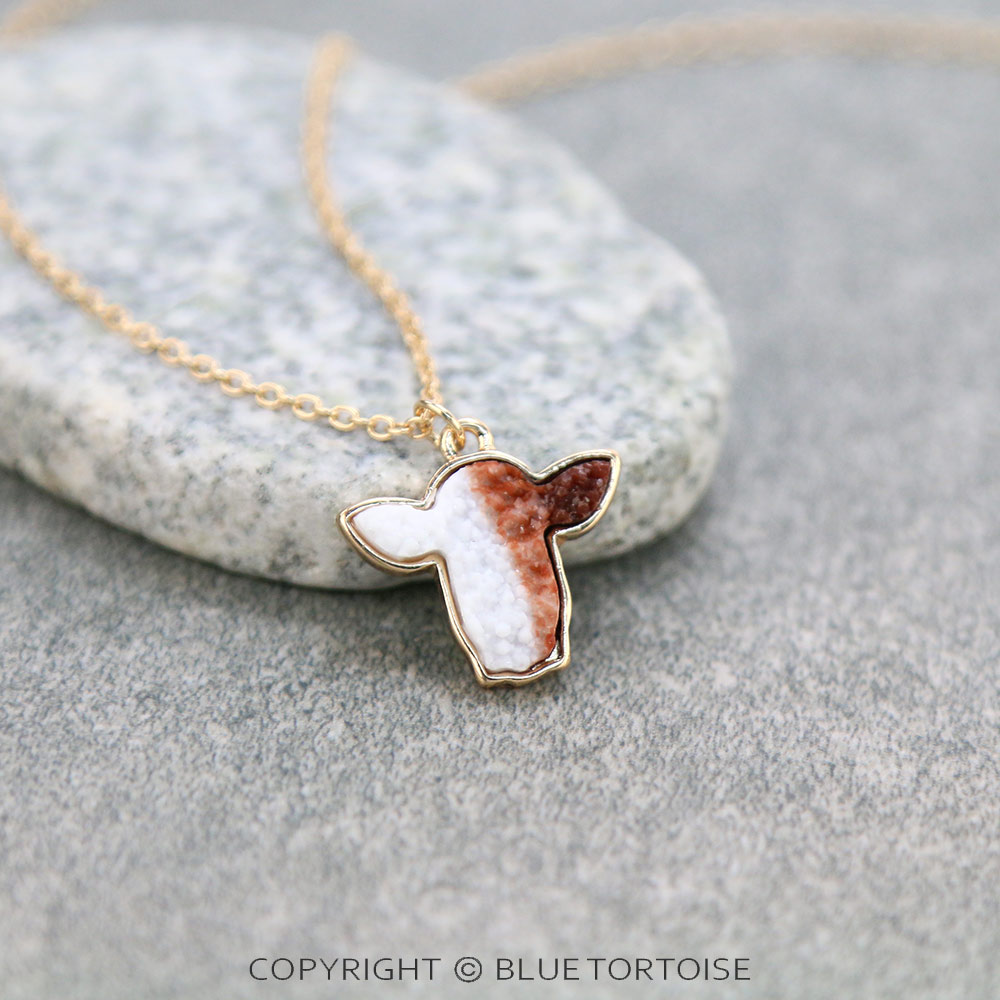 Cow Druzy Stone Necklace