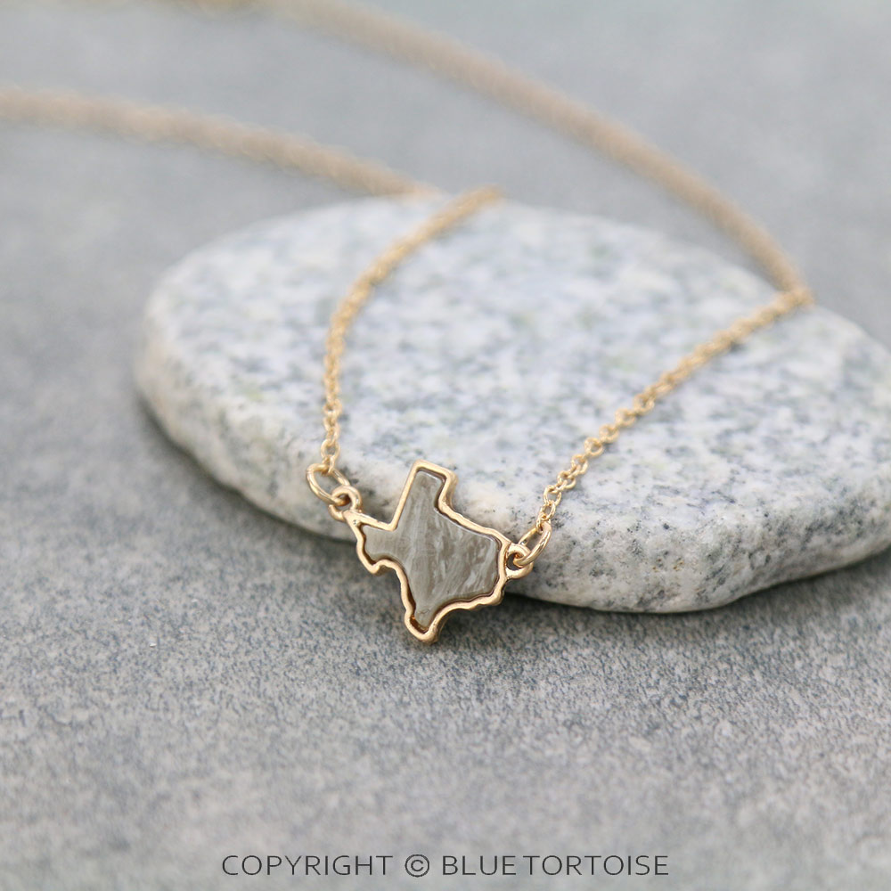 Texas Map Natural Stone Necklace
