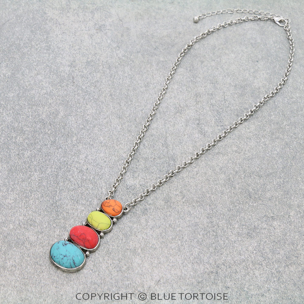 Western Stone Drop Pendant Necklace