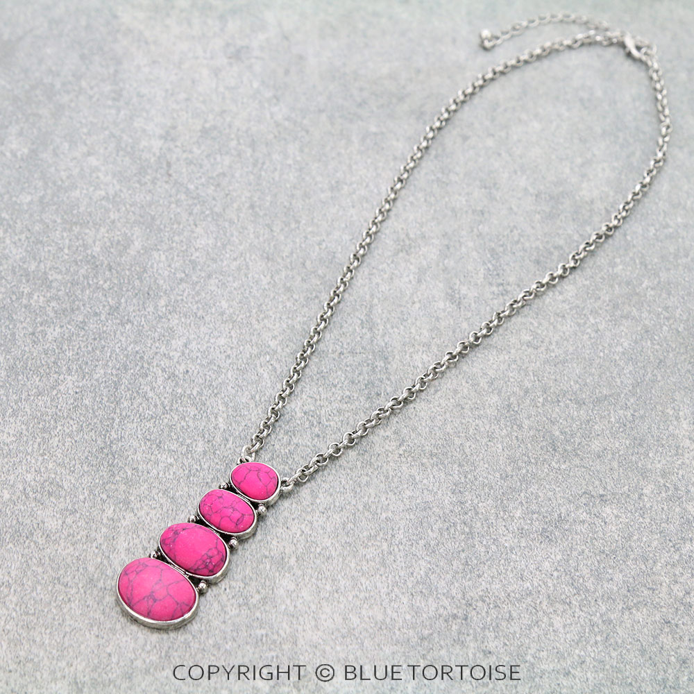 Western Stone Drop Pendant Necklace
