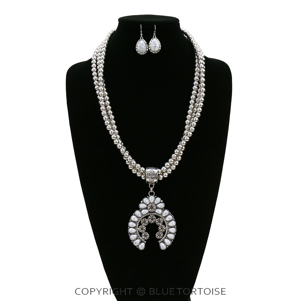 Western Squash Blossom with Bead Necklace Set - Image 2