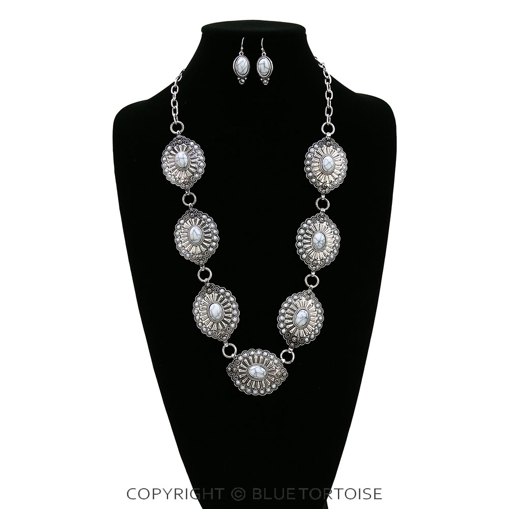 Western Concho Statement Necklace Set - Image 2