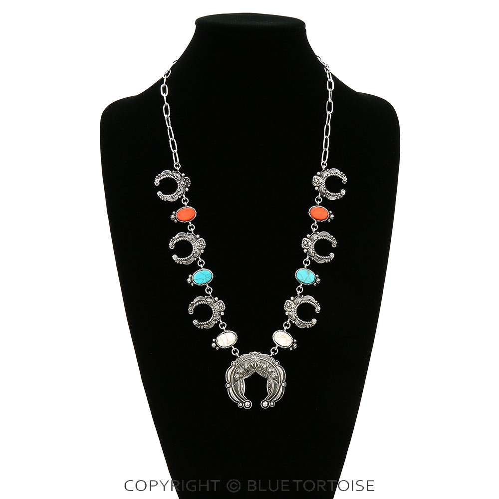 Handmade Stone Squash Blossom Necklace - Image 2