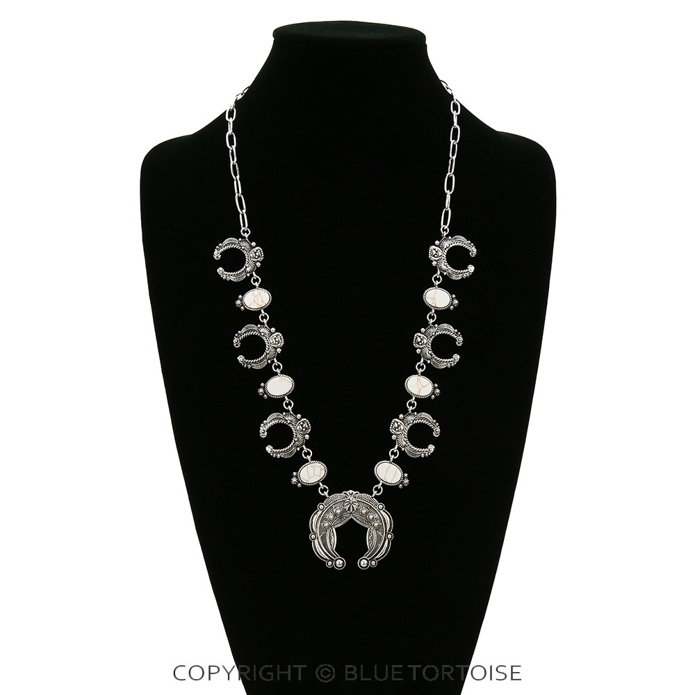 Handmade Stone Squash Blossom Necklace - Image 2