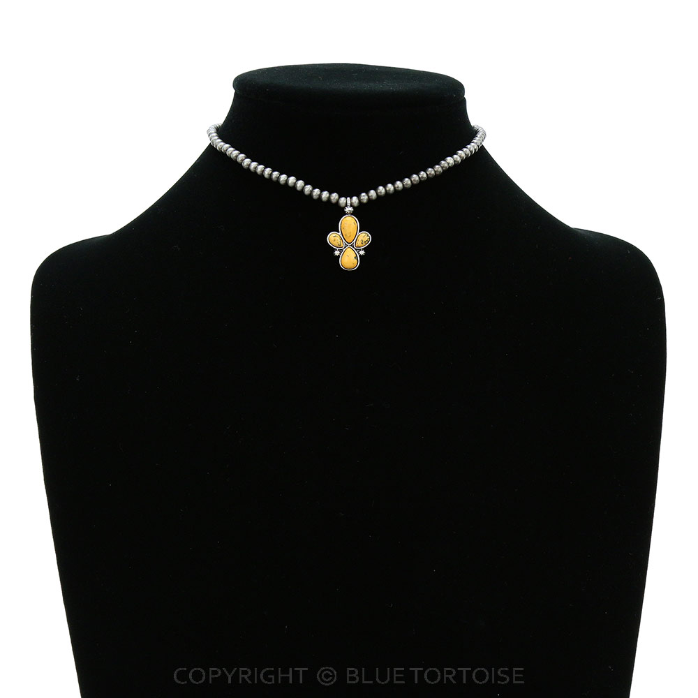 4mm Bead with Stone Pendant Choker - Image 2