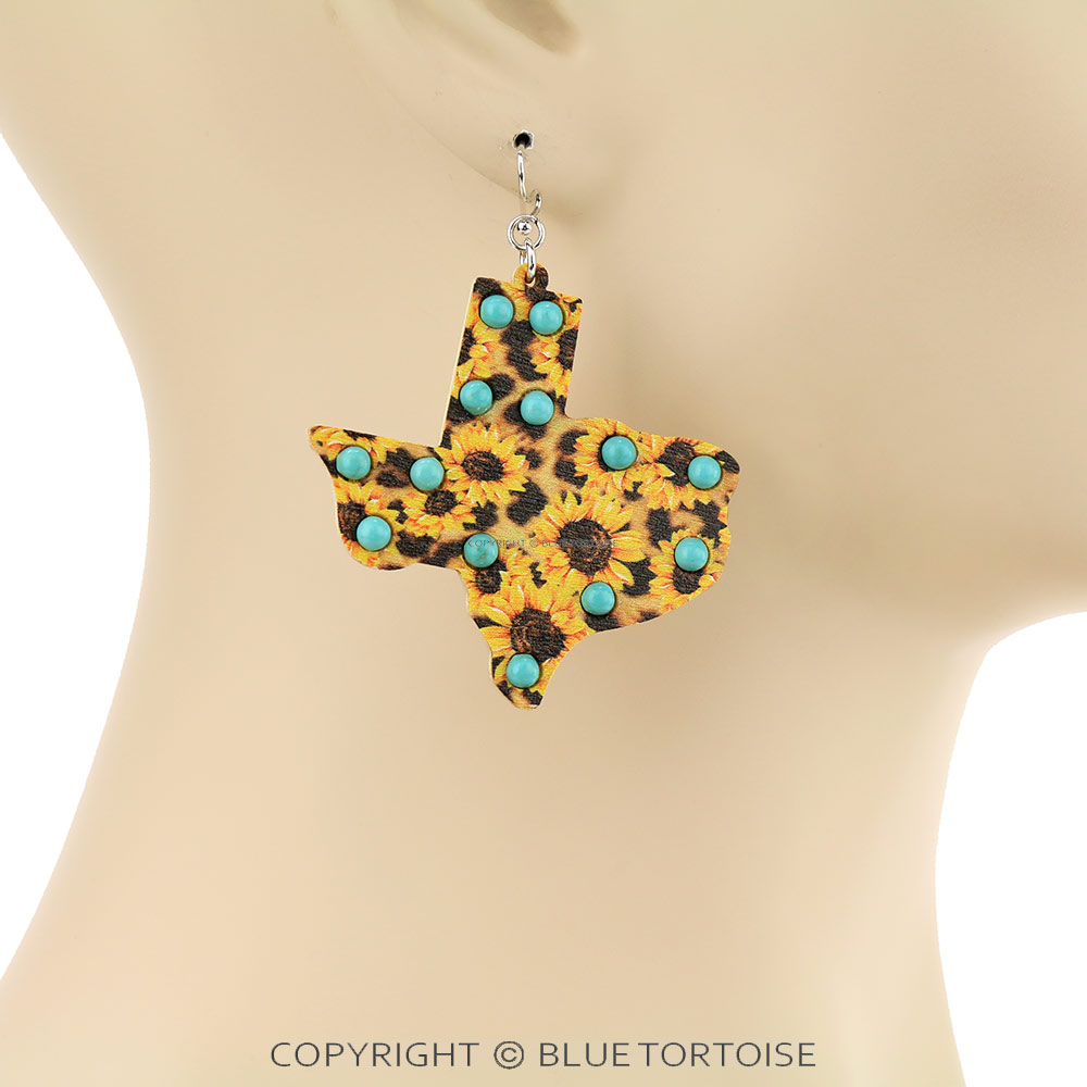 Texas Map Wood Dangle Earrings - Image 2