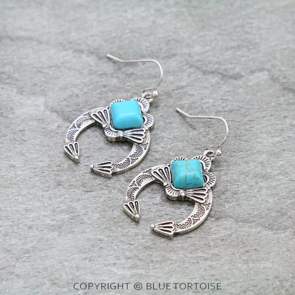 Western Squash Blossom Dangle Earrings