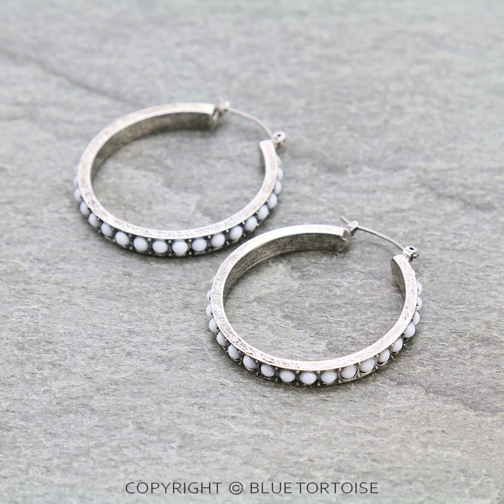 1.75" Western Bead Hoop Earrings